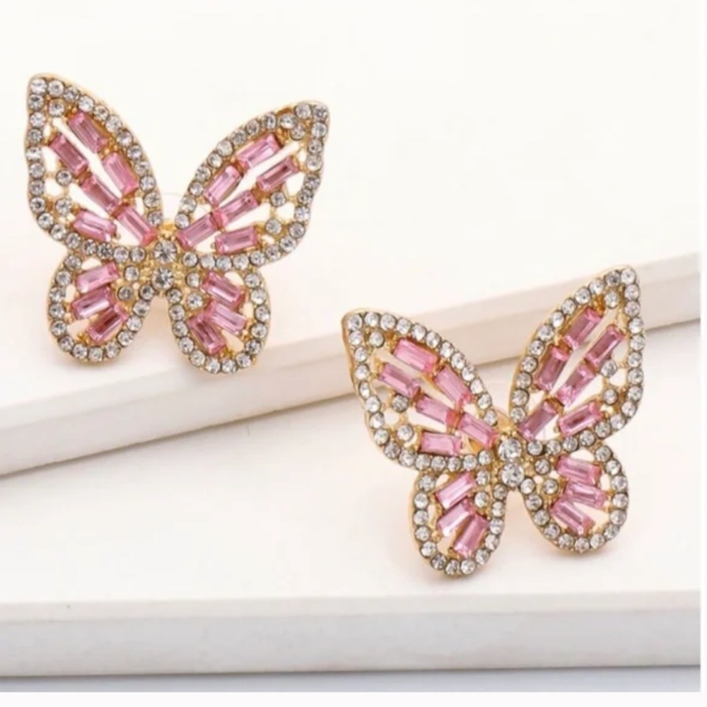 ❤️ FREE Butterfly Rhinestone Boho Peasant Hipster Hippie Deco Chic Earrings